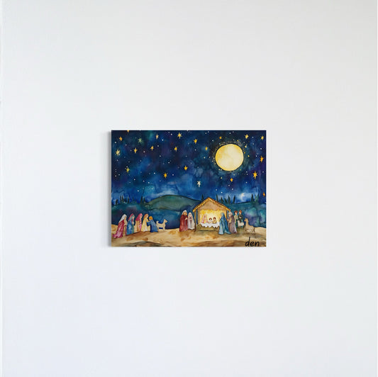 The Nativity Scene Under a Starry Night